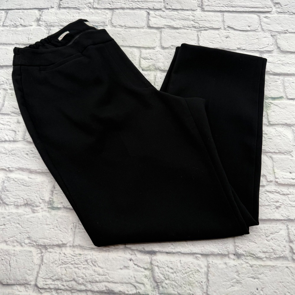 Talbots Heritage Black Twill Dress Pants Womens 16W Elastic Waist Unhemmed